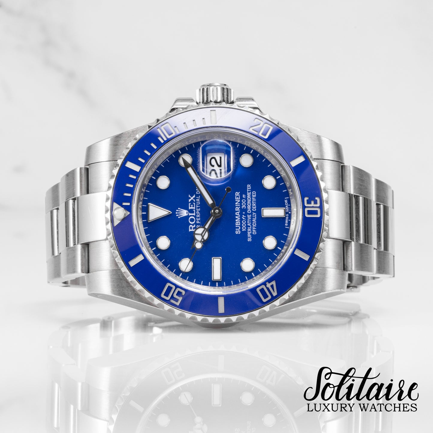 LIKE NEW Rolex Submariner White Gold Smurf 116619LB