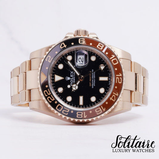LIKE NEW Rolex GMT Master II Full Rosegold Rootbeer 126715CHNR