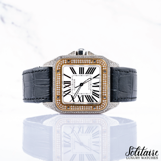 Cartier Santos 100 XL W20072X7 Customised Diamonds 2010 Aug